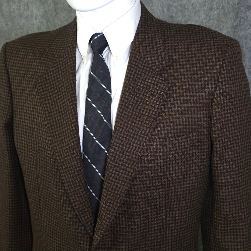 Brioni Roma Mens Brown Houndstooth Wool Sport Coat Blazer Italy 46L 56L